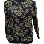 Vintage Bel Ami Black Gold Metallic Floral Sweater Made in USA Size Medium Photo 0