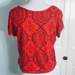 Charlotte Russe Red Bandana Pattern Tie Front Casual Top Size Medium Photo 5