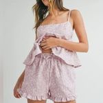 Amable by Mable Pink and Silver Floral Top and Shorts Set Photo 0