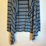 Guess JEANS Size MEDIUM Gray Black Striped Asymmetrical Zip Front Cardigan Top Photo 6