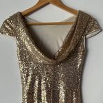 Beautifly Sequin Cowl Back Cap Sleeve Evening Gown Prom Dress in Gold Size US2 Photo 2