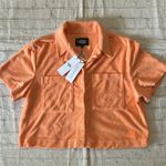 UGG  NWT Saniyah French Terry Orange Boxy Button Casual Shirt Size Large Photo 2