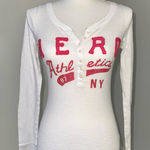 Aeropostale Vintage White Ribbed Knit Henley Top Medium Long Sleeve Y2K 2000s Photo 0