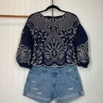 Paige & Pastel Embroidered Smocked Top & Cut Off Denim Shorts SET OF 2 Size 27 S Photo 0