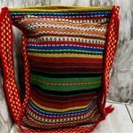 Vintage Multicolor Woven Hobo Tote Bag Boho Festival Fairycore Western Tassels Red Photo 1