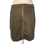 VO Jeans Snake Print Mini Skirt L Gold Polyurethane Front Knit Back Full Zip Photo 2