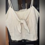 Jen's Pirate Booty  cropped top Gauze Cream Tie Front tank knot bow cotton beige Photo 2