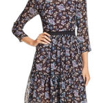 Rebecca Taylor  Silk Solstice Floral High Neck Short Dress Black Size 0 Photo 0