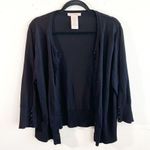 Philosophy  Cardigan Black Scoop Neck Button Front 3/4 Sleeves Knit Sz XXL EUC Photo 1