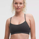 Lululemon NWT  Flow Y Bra Light Support in Square Hearts Jacquard Coal Black- 2 Photo 0