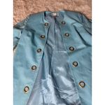Bloomingdales Linen Coat Jacket Aqua Blue w/ Gold Eyelet Button Front 14W XL Photo 4