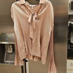 Derek Lam 💕 10 CROSBY💕 Ellery Metallic Plissé Tie-Neck Top ~ Pink Silver 16 NWT Photo 11