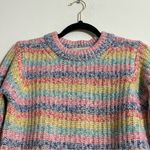 La Ligne Cherie Striped Cropped Rainbow Sweater Wool Cashmere Size Small Pink Photo 3