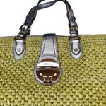 Michael Kors  Woven Chartreuse Straw Gold Leather Shoulder‎ Tote Handbag Purse Photo 2