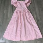 Handmade Cinderella Pink Chiffon Overlay Metallic Polka Dots Ruffle Off Shoulder Dress XS Photo 8