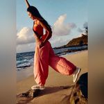 Free People NWOT FP Movement Baller Embroidery Cotton Pink Orange Pants Size XS Photo 10