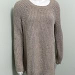 Aerie  Oatmeal Chunky Knit Sweater Braided Back Round Neck Woman's Size S Photo 0