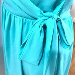 Buttons Francesca’s  aqua chiffon faux wrap dress size small Photo 2