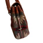 Vintage EM MAY Kilim and brown leather satchel shoulder bag. Photo 4