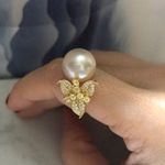 Boutique 11.5mm Custom Made Genuine Pearl Clover Ring Photo 6