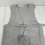 Vintage Size S Suede Vest Leather Tie Front Scallop Edge Gray Long Women's Photo 6