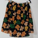 Who What Wear Black Orange Peach Gold Yellow Floral Elastic Waist Skirt Size XS Photo 1