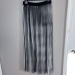 Ny Collection  Black & White Striped Pleated Midi Skirt Elastic Waist Size Small Photo 1
