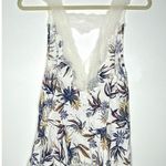 Free People  Bell Flower Ivory Blue Lace Double V Boho Lightweight Tunic Tank XS Photo 2