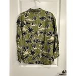 Tahari Women's 100% Linen Shirt M Palm Tree Island Print Green Black Button-Up Photo 1
