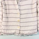 Eileen Fisher White & Grey Striped Cotton V-neck Blazer Style Cardigan Size PM Photo 2
