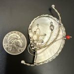 Vintage Unsigned Handcrafted Silver Mother of Pearl Wire Rice Pearl Coral Brooch Photo 2
