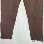 Edikted  Brown Button Fly Straight Leg Jeans Raw‎ Hem Size Large Streetwear Photo 4
