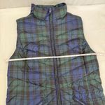 Talbots Petites Down Puffer Vest Plaid Green Blue Blackwatch Check Size P Photo 4
