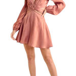 Venus Metallic Pink Long Sleeve Skirt Romper with Cut Out NWT Size Large Photo 0