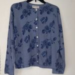 Cathy Daniels  Blue Floral‎ Cardigan M Button Up Photo 0