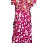 Savanna Jane Magenta Pink White Floral Embroidered Midi Ruffle Dress Photo 0