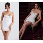 House Of CB NWOT  Grace Crystal embellished velvet white mini dress sz M Photo 1