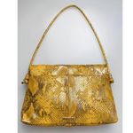 Vince Camuto Yellow Gold Snake Skin Print Leather Evening Clutch Shoulder Bag Photo 3