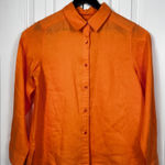 Pendleton  100% LINEN Orange Button Down Shirt Ladies Size Large Photo 0