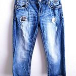 Miss Me  Denim Distressed Jean Capri Pants Rhinestone Photo 1