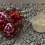 Sparkly Rhinestone Heart Brooch With Roses Photo 5