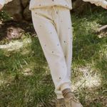 The Great Sherpa Cropped Sweatpant Ditsy Floral Embroidered ~ Washed White L NWT Photo 3