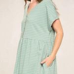 Washed Cotton Striped Baby Doll Dress Green Size undefined Photo 1
