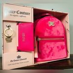 Juicy Couture  Pink Velvet Mini Backpack Gift Set Card Case Keychain Charm NWT Photo 1