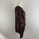 Bali Vintage 90s Brown Metallic Copper Swirl Ruched Stretchy Long Sleeve Top Photo 4