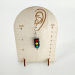 Stoplight Earrings, Novelty Earrings, Traffic Light Earrings, Stoplight Jewelry Gray Photo 3