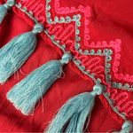 Tiare Hawaii  Red Tassel Mini Dress O/S Boho Aztec Tribal Beach Cover Up Resort Photo 9