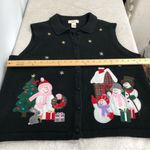 Bechamel women’s xl holiday button up vest ugly Christmas sweater festive knit Photo 8