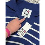 Kerri Rosenthal Striped Heart Sweater Womens Small Preppy Nautical Long Sleeve Blue Photo 2