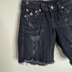 True Religion Shorts Womens 24 Distressed Denim Cutoff Mid Rise Frayed Jeans y2k Photo 3
